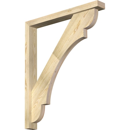 Ekena Millwork Olympic Block Rough Sawn Bracket w/ Offset Brace, Douglas Fir, 4"W x 32"D x 38"H BKT0402X32X38OLY05RDF